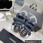 Chanel Logo Beach Sandals Tweed Blue Spring 2022