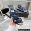 Chanel Logo Beach Sandals Tweed Blue Spring 2022