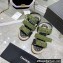Chanel Logo Beach Sandals Tweed Green Spring 2022