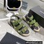 Chanel Logo Beach Sandals Tweed Green Spring 2022