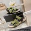 Chanel Logo Beach Sandals Tweed Green Spring 2022