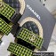 Chanel Logo Beach Sandals Tweed Green Spring 2022