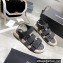 Chanel Logo Beach Sandals Black Spring 2022