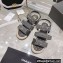 Chanel Logo Beach Sandals Tweed Black Spring 2022