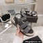 Chanel Logo Beach Sandals Tweed Black Spring 2022