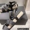 Chanel Logo Beach Sandals Tweed Black Spring 2022