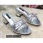 Dolce & Gabbana Heel 6.5cm Woven nappa leather Bow Mules Silver 2021