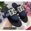 Dolce & Gabbana Thong-strap sandals Denim Blue with DG logo 2021