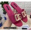 Dolce & Gabbana Patent leather sliders Fuchsia with DG Pop logo 2021