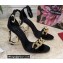 Dolce & Gabbana Heel 10.5cm Leather Chain Sandals Black with Baroque DG heel 2021