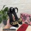 Dolce & Gabbana Heel 10.5cm Leather Chain Sandals Black with Baroque DG heel 2021