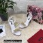 Dolce & Gabbana Heel 10.5cm Leather Chain Sandals White with Baroque DG heel 2021