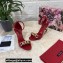 Dolce & Gabbana Heel 10.5cm Leather Chain Sandals Red with Baroque DG heel 2021