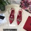 Dolce & Gabbana Heel 6.5cm Slingback Pumps Satin Red with Crystal Bow 2021