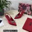 Dolce & Gabbana Heel 6.5cm Slingback Pumps Satin Red with Crystal Bow 2021