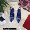 Dolce & Gabbana Heel 6.5cm Slingback Pumps Satin Blue with Crystal Bow 2021