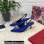 Dolce & Gabbana Heel 6.5cm Slingback Pumps Satin Blue with Crystal Bow 2021