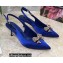 Dolce & Gabbana Heel 6.5cm Slingback Pumps Satin Blue with Crystal Bow 2021