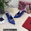 Dolce & Gabbana Heel 6.5cm Slingback Pumps Satin Blue with Crystal Bow 2021