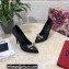 Dolce & Gabbana Heel 10.5cm Pumps Satin Black with Crystal Bow 2021