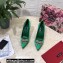 Dolce & Gabbana Heel 10.5cm Pumps Satin Green with Crystal Bow 2021