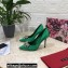Dolce & Gabbana Heel 10.5cm Pumps Satin Green with Crystal Bow 2021