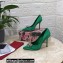 Dolce & Gabbana Heel 10.5cm Pumps Satin Green with Crystal Bow 2021