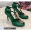 Dolce & Gabbana Heel 10.5cm Devotion Chain T-bar Pumps Green 2021