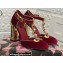 Dolce & Gabbana Painted Heel 10.5cm T-strap Pumps Velvet Red 2021