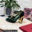 Dolce & Gabbana Painted Heel 10.5cm T-strap Pumps Velvet Green 2021