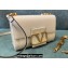 Valentino Stud Sign Grainy Calfskin Shoulder Bag Ivory White 2022