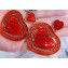 Balenciaga Casino Heart Earrings in Red Resin