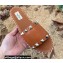 Valentino Grainy Calfskin Leather Rockstud Espadrilles Slide Sandals Brown 2022