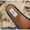 Valentino Grainy Calfskin Leather Rockstud Espadrilles Slide Sandals Black 2022