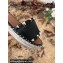 Valentino Grainy Calfskin Leather Rockstud Espadrilles Slide Sandals Black 2022
