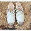 Valentino Studded Ruffled Leather Espadrilles Mules Sandals White 2022