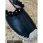 Valentino Studded Ruffled Leather Espadrilles Mules Sandals Black 2022