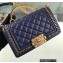 Chanel Chain Braided Top Handle Boy Flap Small Bag A67085 Blue 2022