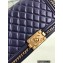 Chanel Chain Braided Top Handle Boy Flap Medium Bag A67086 Blue 2022