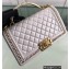 Chanel Chain Braided Top Handle Boy Flap Medium Bag A67086 White 2022