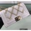 Chanel Quilted Chain Braided Boy Flap Medium Bag A67086 White 2022