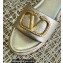 Valentino Leather Vlogo Espadrilles Slide Sandals Light Gold 2022