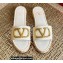 Valentino Leather Vlogo Espadrilles Slide Sandals White 2022