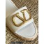 Valentino Leather Vlogo Espadrilles Slide Sandals White 2022