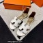 Hermes Swift Calfskin Santorini Sandals Handmade White