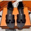 Hermes Epsom Calfskin Santorini Sandals Handmade Black