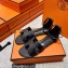 Hermes Epsom Calfskin Santorini Sandals Handmade Black