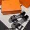 Hermes Epsom Calfskin Santorini Sandals Handmade Black