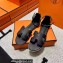 Hermes Epsom Calfskin Santorini Sandals Handmade Black