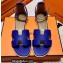 Hermes Epsom Calfskin Santorini Sandals Handmade Blue